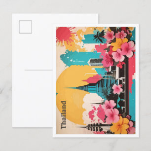 Bangkok Thailand Pop Art Travel Illustration Postcard