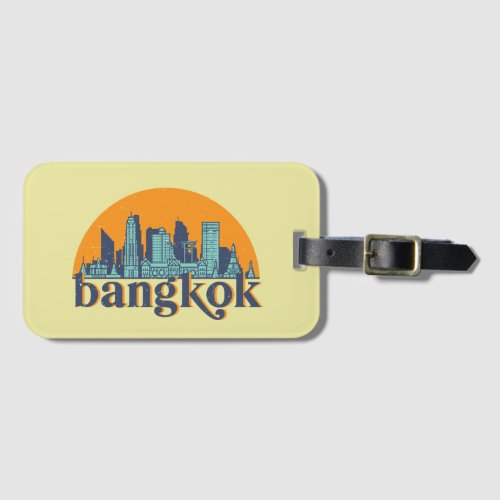 Bangkok Thailand Retro City Skyline Cityscape Art Luggage Tag