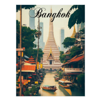 Bangkok Thailand Temple Travel Poster