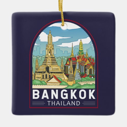 Bangkok Thailand Travel Retro Emblem Ceramic Ornament