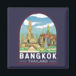 Bangkok Thailand Travel Retro Emblem Magnet<br><div class="desc">Bangkok retro travel design in an emblem style. Bangkok,  Thailand’s capital,  is a large city known for ornate shrines and vibrant street life.</div>