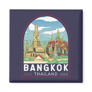 Bangkok Thailand Travel Retro Emblem Magnet