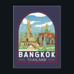 Bangkok Thailand Travel Retro Emblem Postcard<br><div class="desc">Bangkok retro travel design in an emblem style. Bangkok,  Thailand’s capital,  is a large city known for ornate shrines and vibrant street life.</div>
