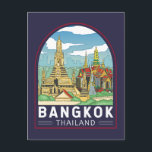 Bangkok Thailand Travel Retro Emblem Postcard<br><div class="desc">Bangkok retro travel design in an emblem style. Bangkok,  Thailand’s capital,  is a large city known for ornate shrines and vibrant street life.</div>