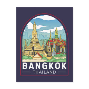 Bangkok Thailand Travel Retro Emblem Postcard