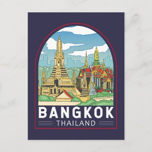 Bangkok Thailand Travel Retro Emblem Postcard