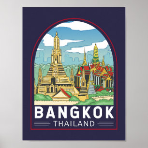 Bangkok Thailand Travel Retro Emblem Poster
