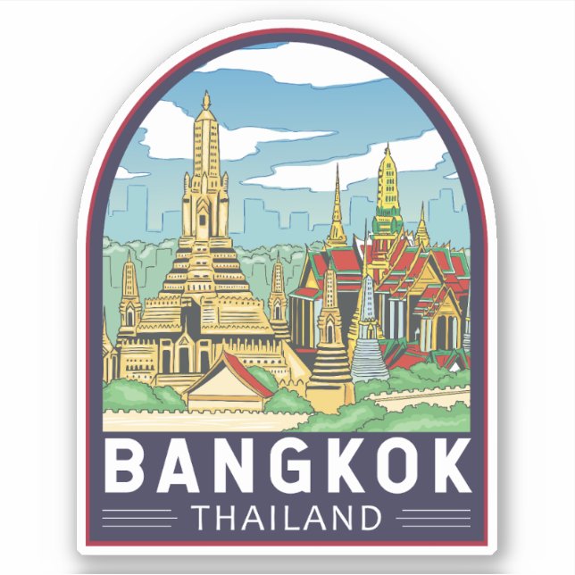 Bangkok Thailand Travel Retro Emblem Sticker (Front)