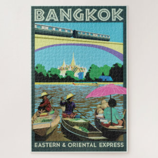 Bangkok, Thailand Vintage Travel Print Jigsaw Puzzle