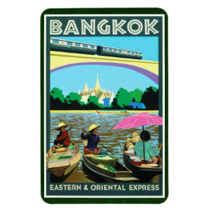 Bangkok, Thailand Vintage Travel Print Magnet
