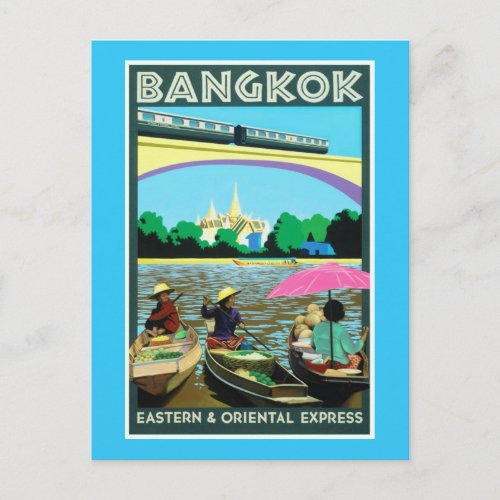 Bangkok Thailand Vintage Travel Print Postcard