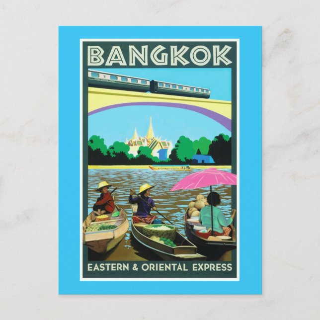 Bangkok, Thailand Vintage Travel Print Postcard (Front)