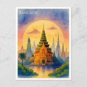 Bangkok Thailand Watercolor Postcard