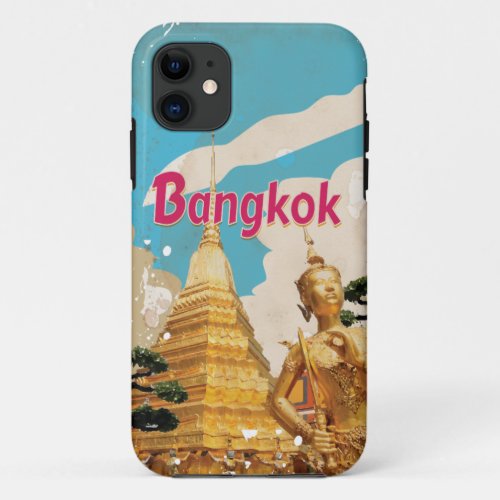 Bangkok Vintage Travel Poster iPhone 11 Case