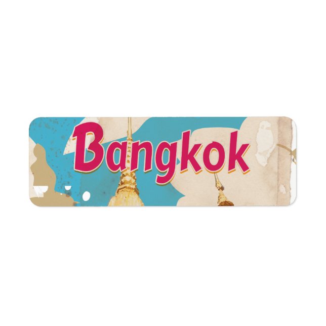 Bangkok Vintage Travel Poster Label (Front)