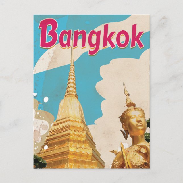 Bangkok Vintage Travel Poster Postcard (Front)