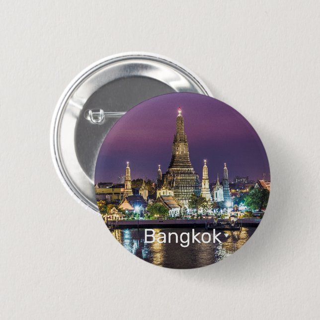 Bangkok Wat Arun Sunset BKK Thailand Souvenir Button (Front & Back)
