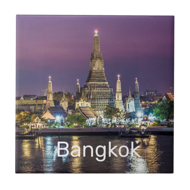 Bangkok Wat Arun Sunset BKK Thailand Souvenir Ceramic Tile (Front)