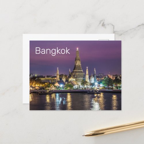 Bangkok Wat Arun Sunset BKK Thailand Souvenir Holiday Postcard