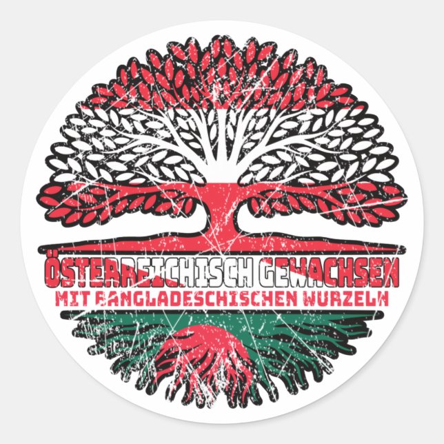 Bangladesch Bangladesh chisch Österreich Classic Round Sticker (Front)
