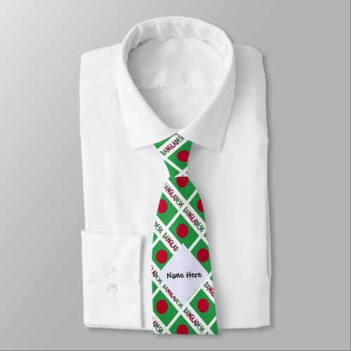 Bangladesh and Bangladeshi Flag Tiled Personalized Neck Tie