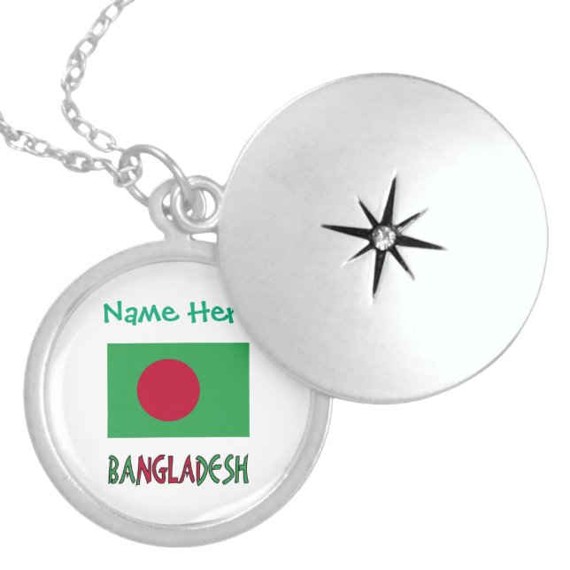 Bangladesh Bangladeshi Flag Green Personalized Locket Necklace (Front)