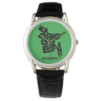 Bangladesh Bengali Map Typography Watch
