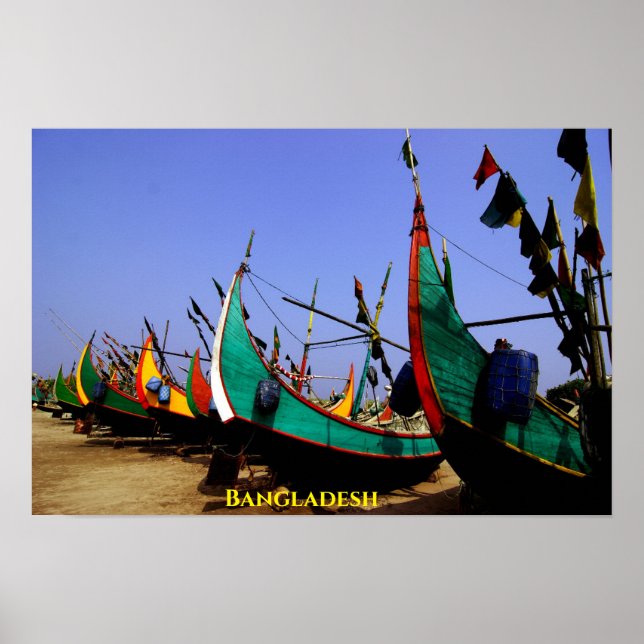 Bangladesh Boats on Beach Poster (Front)