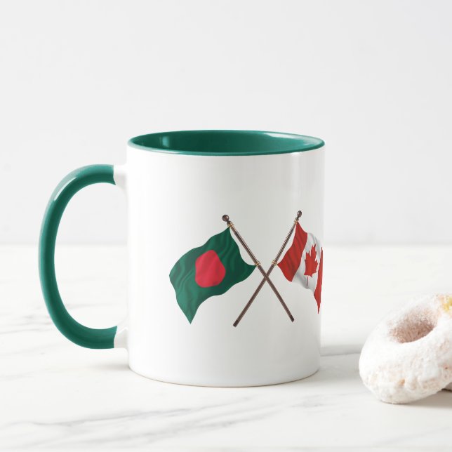 Bangladesh & Canada Flag Mug – Cultural Pride Gift (With Donut)