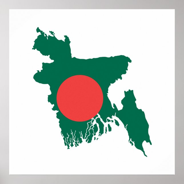 bangladesh country flag map shape symbol poster (Front)
