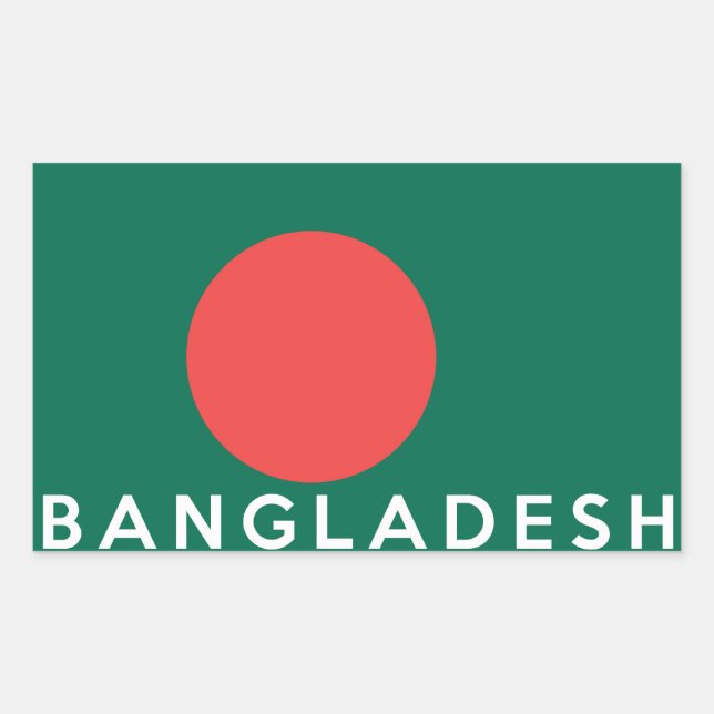 bangladesh country flag symbol name text rectangular sticker (Front)