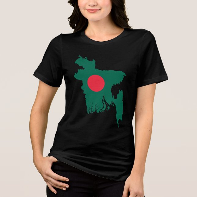 Bangladesh Customizable Black Tourist Tri-Blend Shirt (Front)