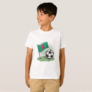 Bangladesh flag and crayon-style soccer ball T-Shirt