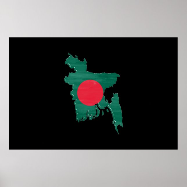 Bangladesh flag and map poster (Front)