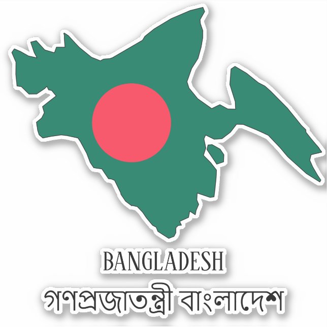 Bangladesh Flag Charming Patriotic Map Sticker (Front)