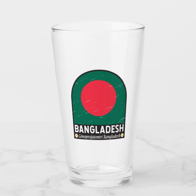 Bangladesh Flag Emblem Distressed Vintage Glass (Front)