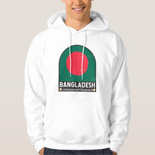 Bangladesh Flag Emblem Distressed Vintage Hoodie