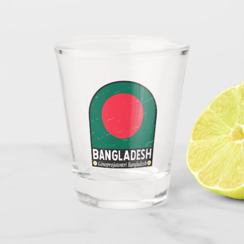 Bangladesh Flag Emblem Distressed Vintage Shot Glass