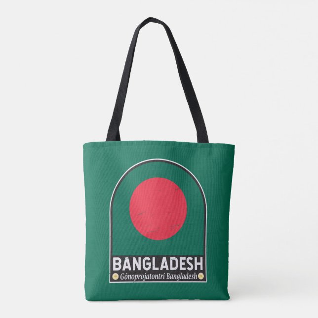 Bangladesh Flag Emblem Distressed Vintage Tote Bag (Back)
