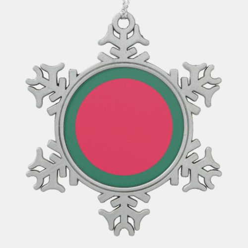 Bangladesh Flag Emblem Snowflake Pewter Christmas Ornament
