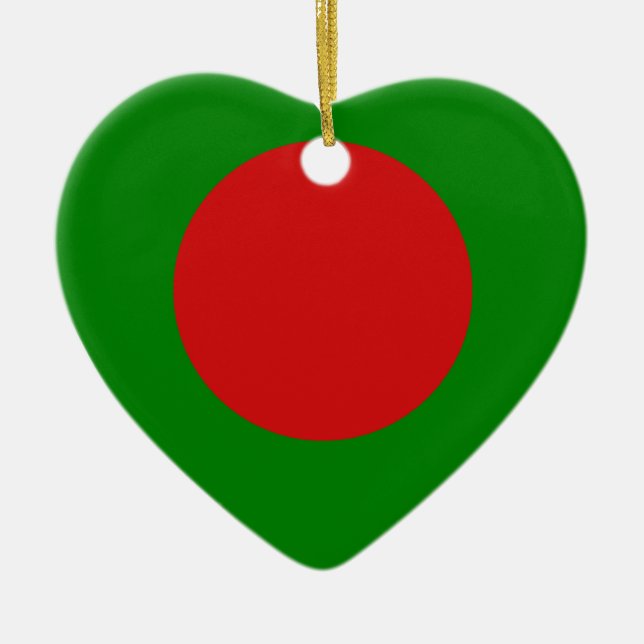 Bangladesh Flag Heart Ceramic Ornament (Front)