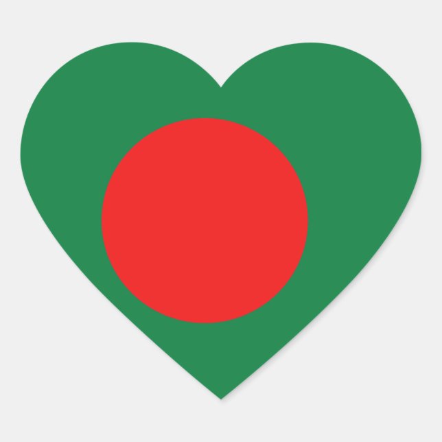 Bangladesh Flag Heart Sticker (Front)