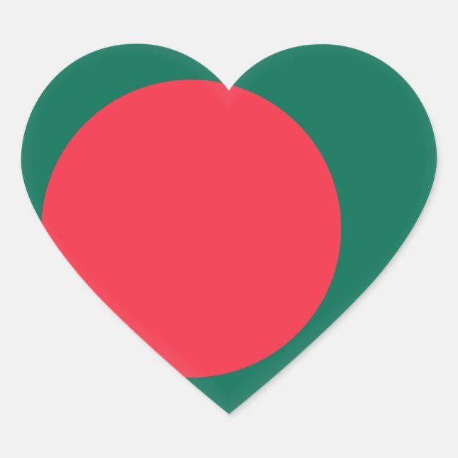 Bangladesh Flag Heart Sticker (Front)