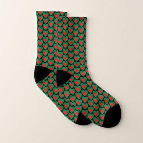 Bangladesh Flag Hearts Socks