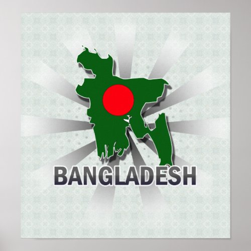 Bangladesh Flag Map 20 Poster