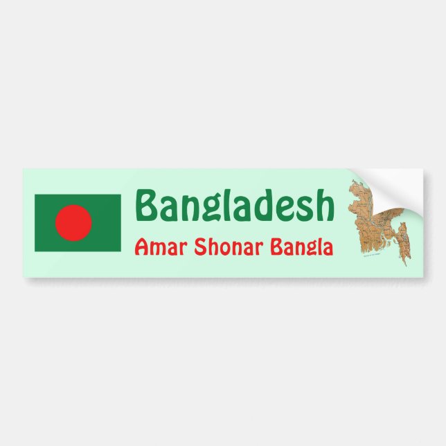 Bangladesh Flag + Map Bumper Sticker (Front)