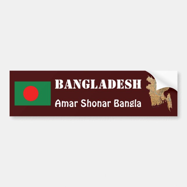 Bangladesh Flag + Map Bumper Sticker (Front)