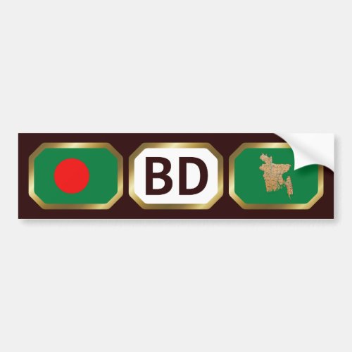 Bangladesh Flag Map Code Bumper Sticker