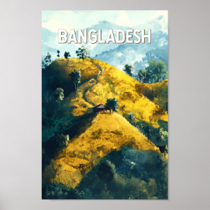 Bangladesh Illustration Travel Art Vintage Poster