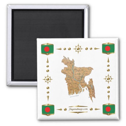Bangladesh Map  Flags Magnet